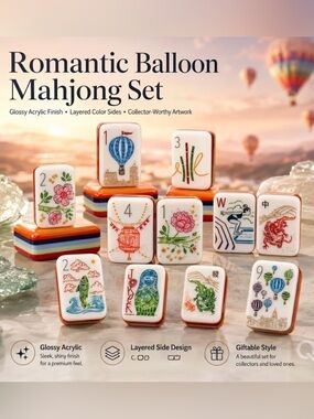 🀄️EXQUISITE ENGRAVING‼️ Romantic Balloon Mahjong Set - 7-layer acrylic